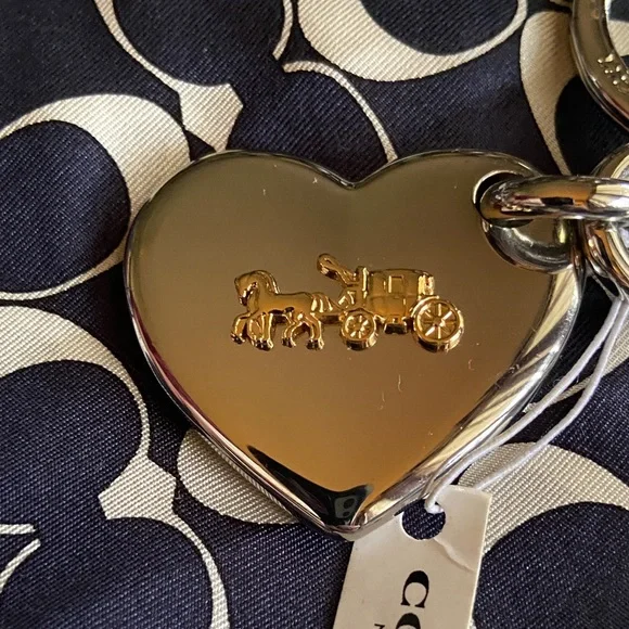 Coach Gold Heart Keychain with Logo Charm - Picture 4 of 4